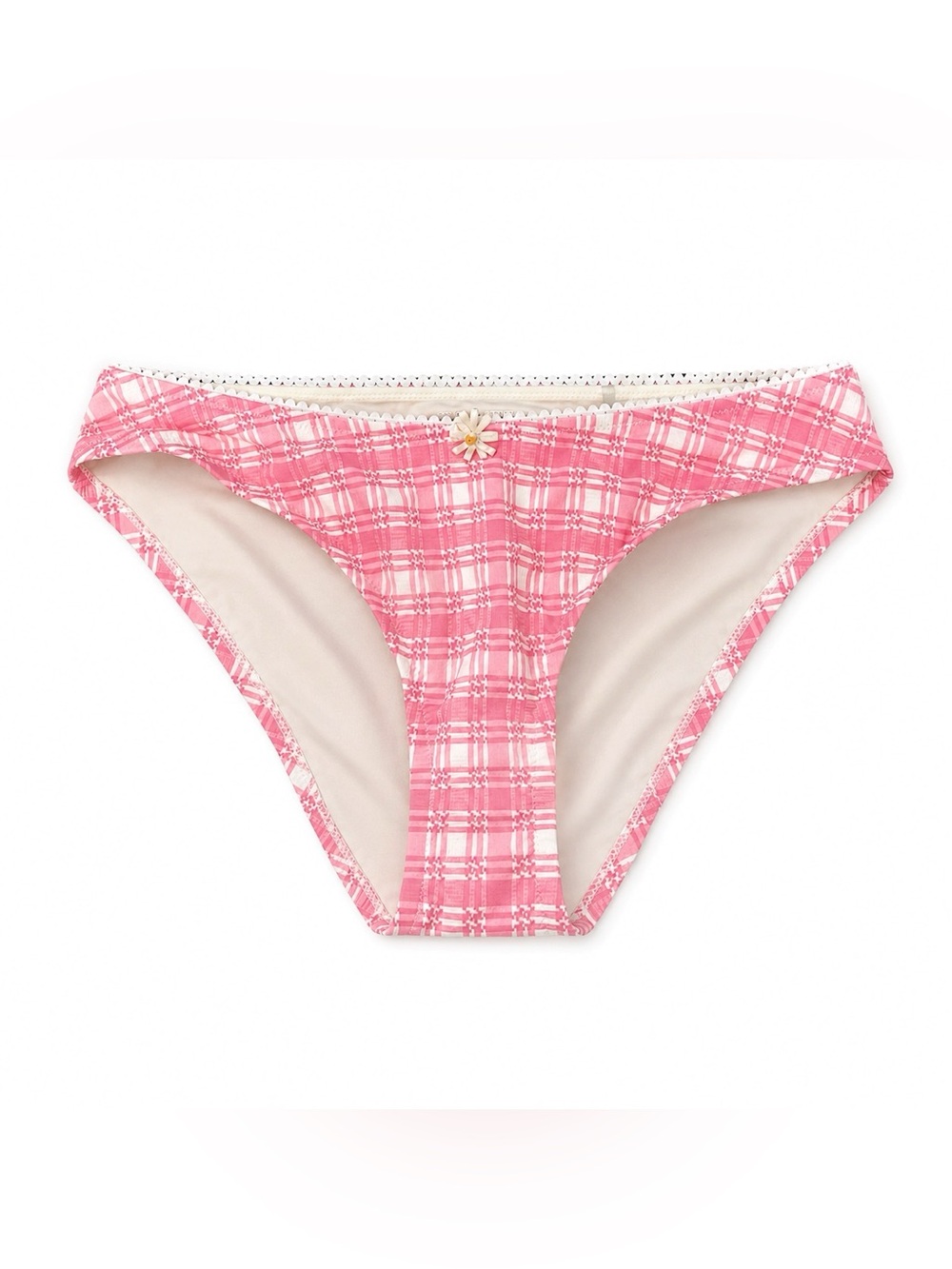 Solid & Striped NWT The Daphne Bottom Women's Medium Pink Plaid Bikini Swim